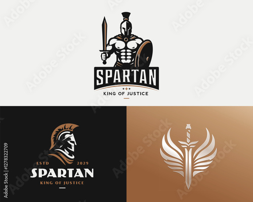 Knight medieval roman spartan warrior mascot logo template for sport team