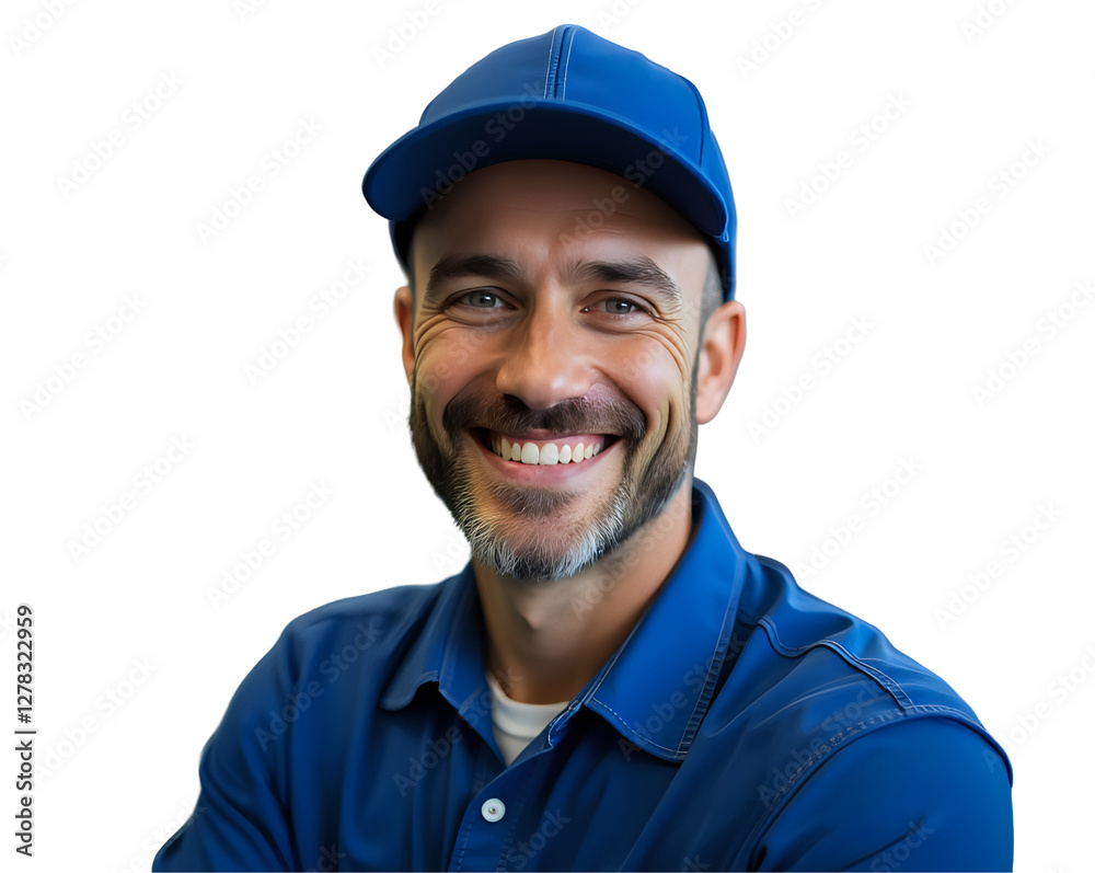Cheerful Factory Worker Wearing Safety Helmet, Transparent Background Cheerful Factory Worker Wearing Safety Helmet, Transparent Background