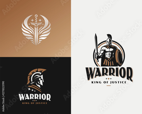 Knight medieval roman spartan warrior mascot logo template for sport team