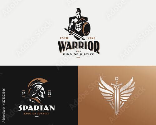 Knight medieval roman spartan warrior mascot logo template for sport team