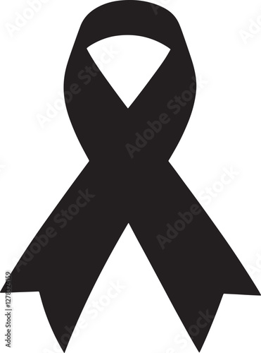 Black Awareness Ribbon Vector Illustration on White Background