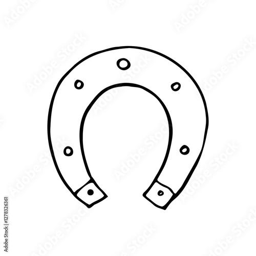 horseshoe doodle drawing - hand drawn line art drawing