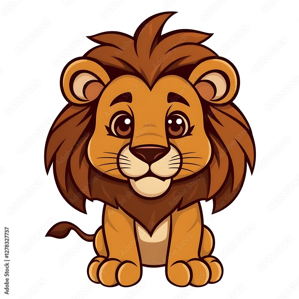 Fototapeta premium Adorable Lion Mascot Logo with a Cute and Friendly Expression on a Clean White Background