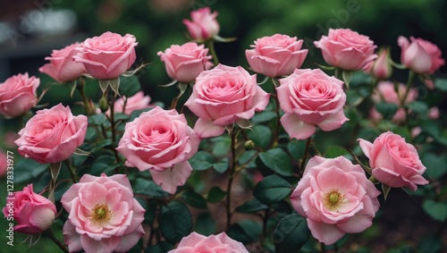 Wallpaper Mural Vibrant Pink Roses Blooming in a Lush Garden Symbolizing Love and Togetherness Among Couples and Families in a Serene Outdoor Setting Torontodigital.ca