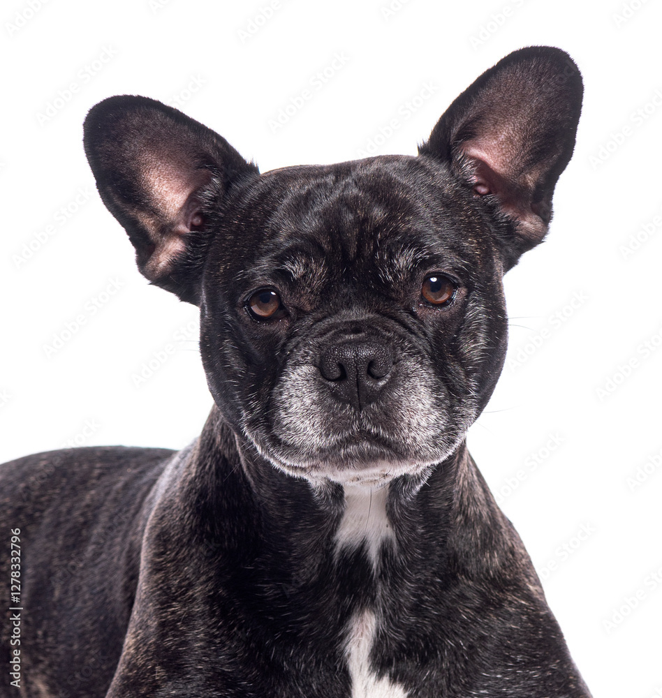 Portrait of adorable french bulldog posing on white background Portrait of adorable french bulldog posing on white background