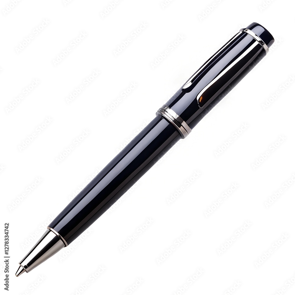 Fountain pen, beautiful fountain pen positioned on white background, selective focus.
Fountain pen, beautiful fountain pen positioned on white background, selective focus.