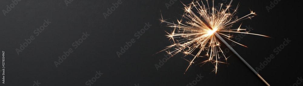 Sparkler Illuminating Dark Background with Glowing Sparks, Creating a Magical and Festive Atmosphere