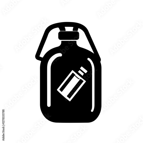 Vacuum Bag Icon with Label, Black Silhouette Design