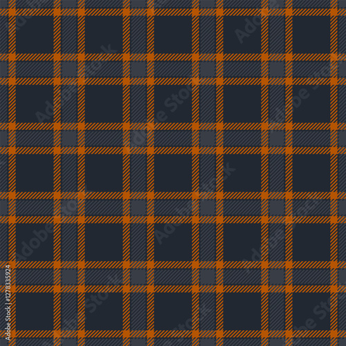 Wear pattern tartan vector, dimensional seamless textile fabric. Goose background check plaid texture in dark and orange colors.