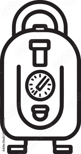 Vacuum Bag Icon with Gauge, Black Line Art Style