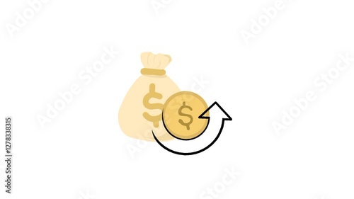 coin money dollar bag with arrow up ,hd video animation