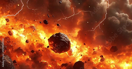 Fiery Meteor Shower in Space