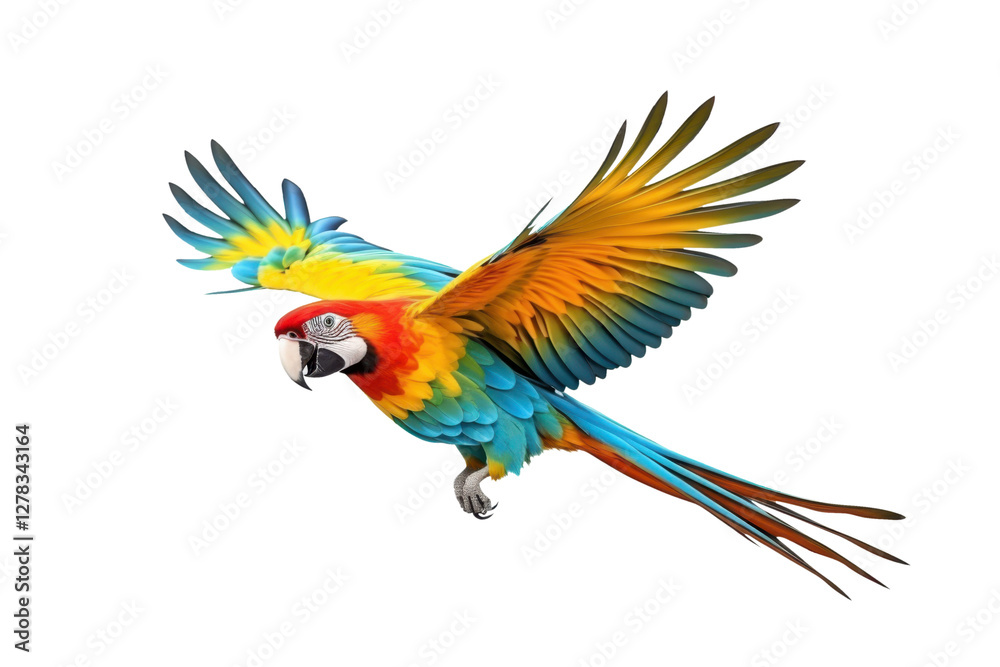 Fototapeta premium colorful flying parrot isolated on white or transparent png