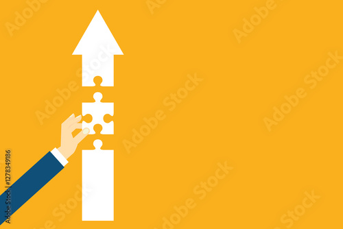 Teamwork working together to success, cooperation or team building collaborate to solve problem, partnership, help and support, business people colleagues help work together to connect jigsaw puzzle.