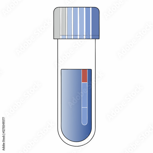 Medical Test Tube Illustration: Layered Blue Liquid.