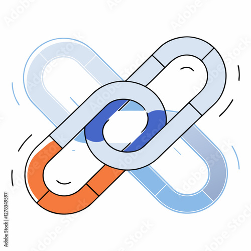 Modern Intertwined Chain Links: Blue, Orange.