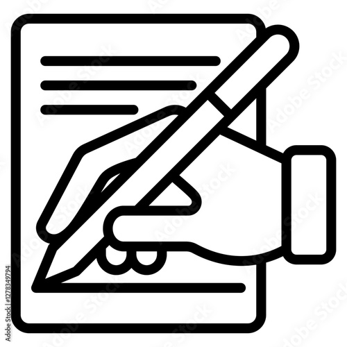 Handwriting On Paper Icon For Design Element