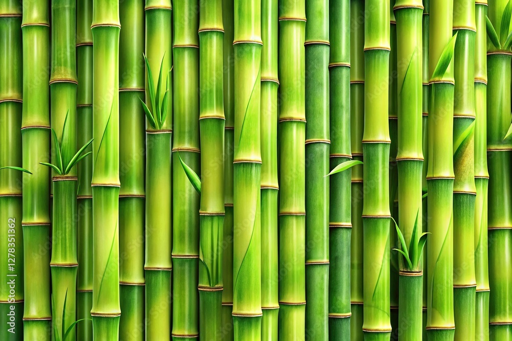 Fototapeta premium Seamless Bamboo Pattern Background Texture - Elegant Green and Natural Design