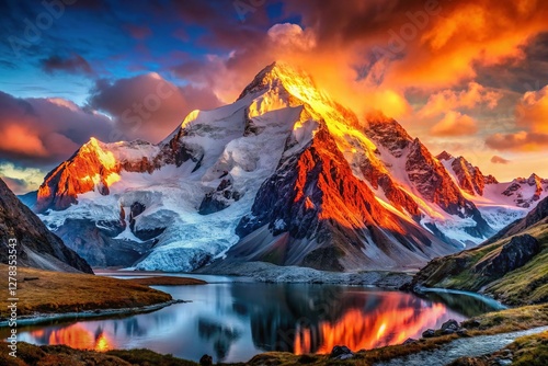 Stunning Alpamayo Peak in the Andes Mountains, Peru - Majestic Sunrise Landscape Photography photo