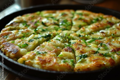 Green Onion Pancake. Korean Seafood Haemul-pajeon Perfect for Dinner photo