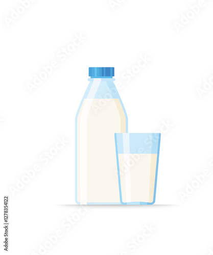 Fresh organic milk isolated on white background stock illustration