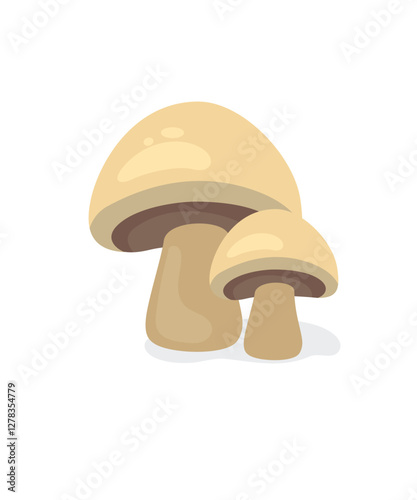 Cartoon mushrooms flat illustration isolated on white background.