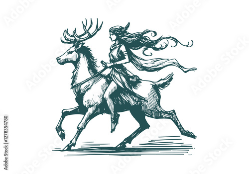 Artemis hand drawn sketch vector