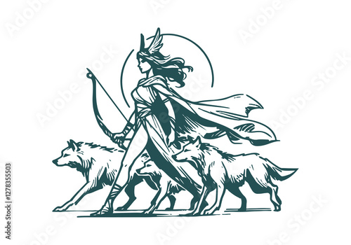 Artemis hand drawn sketch vector