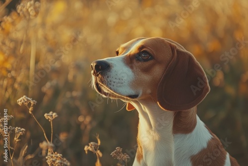 Harrier Dog Standing in Standard Presentation. Beagle Harrier in Hunting Posture