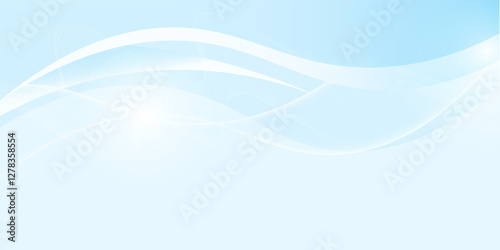 Abstract white wavy glowing lines on a blue background. Futuristic digital high-technology pattern. Health Care concept. Vector illustration