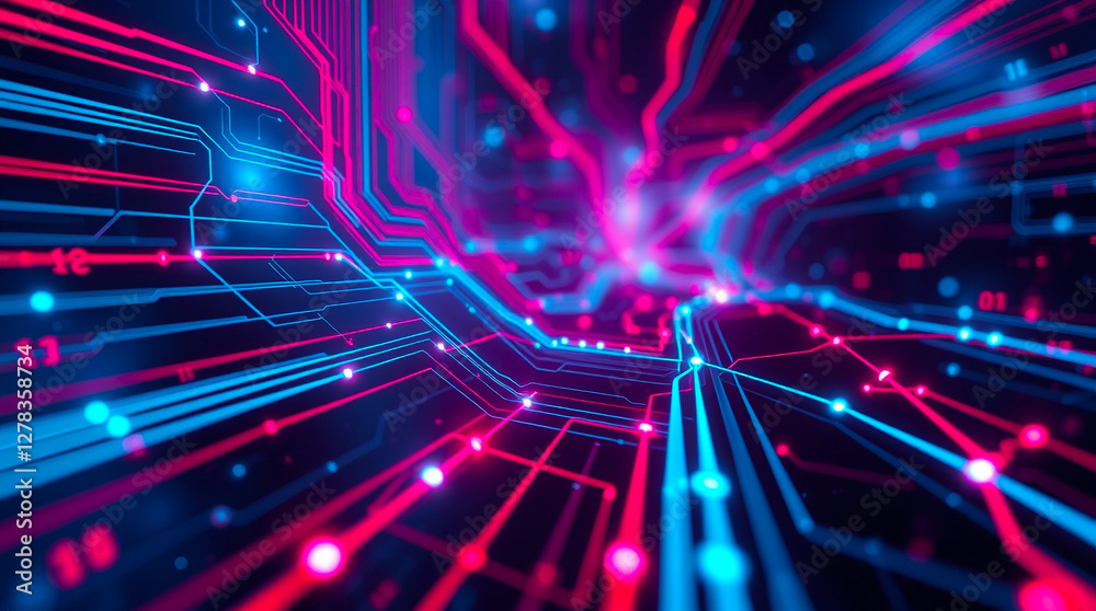 Abstract AI interface with holographic elements and glowing data lines – Generative AI Abstract AI interface with holographic elements and glowing data lines – Generative AI