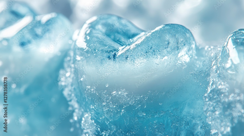 Icy blue-stained teeth smoothly transitioning into a snow-white shine, symbolizing cool, refreshing dental care. Icy blue-stained teeth smoothly transitioning into a snow-white shine, symbolizing cool, refreshing dental care.