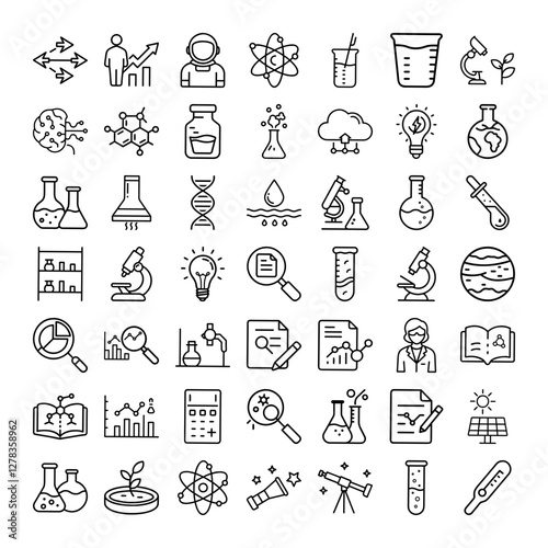 Science Icons Research, Experiments, Technology, Innovation, Growth