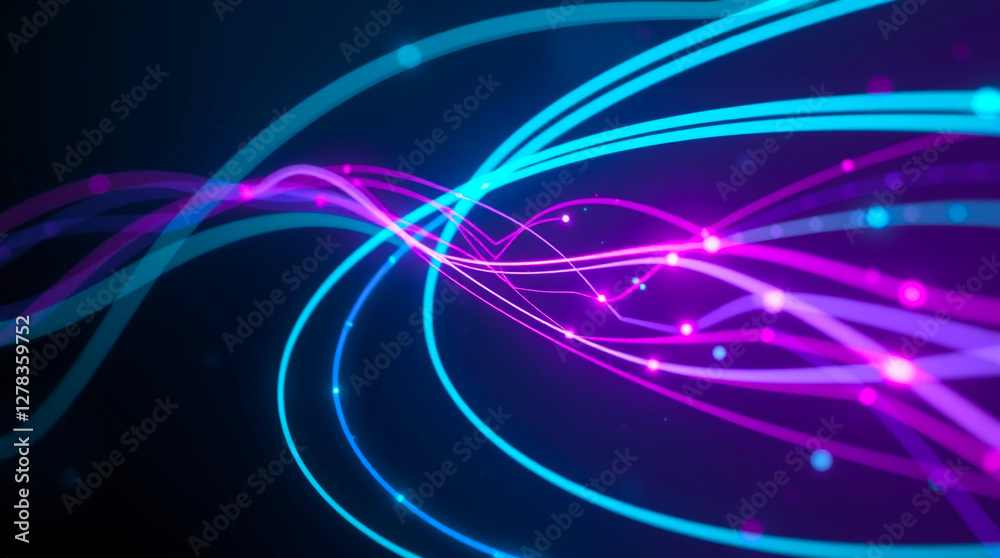 Fototapeta premium Abstract AI interface with holographic elements and glowing data lines – Generative AI 