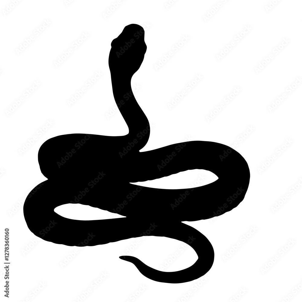 Fototapeta premium Silhouette of a Snake with Raised Head and Curved Body. Nature, Wildlife