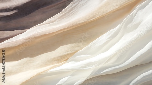 Draped fabrics in shades of beige brown and white