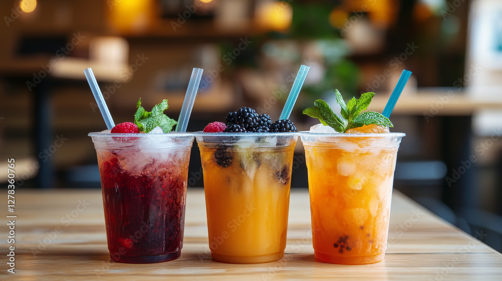 Tea with bubble, fruits and straw. Cartoon vector illustration set of cold drink in plastic cup with ice and balls. Cool summer beverage with orange, milk with berries and green with mint leaves. Tea with bubble, fruits and straw. Cartoon vector illustration set of cold drink in plastic cup with ice and balls. Cool summer beverage with orange, milk with berries and green with mint leaves.