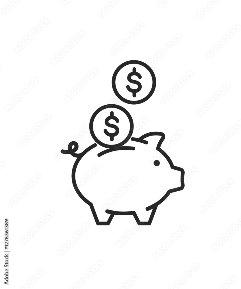 Piggy bank icon on white background stock illustration Piggy bank icon on white background stock illustration