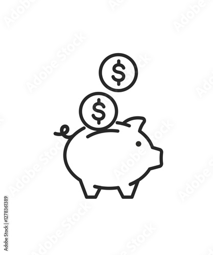 Piggy bank icon on white background stock illustration