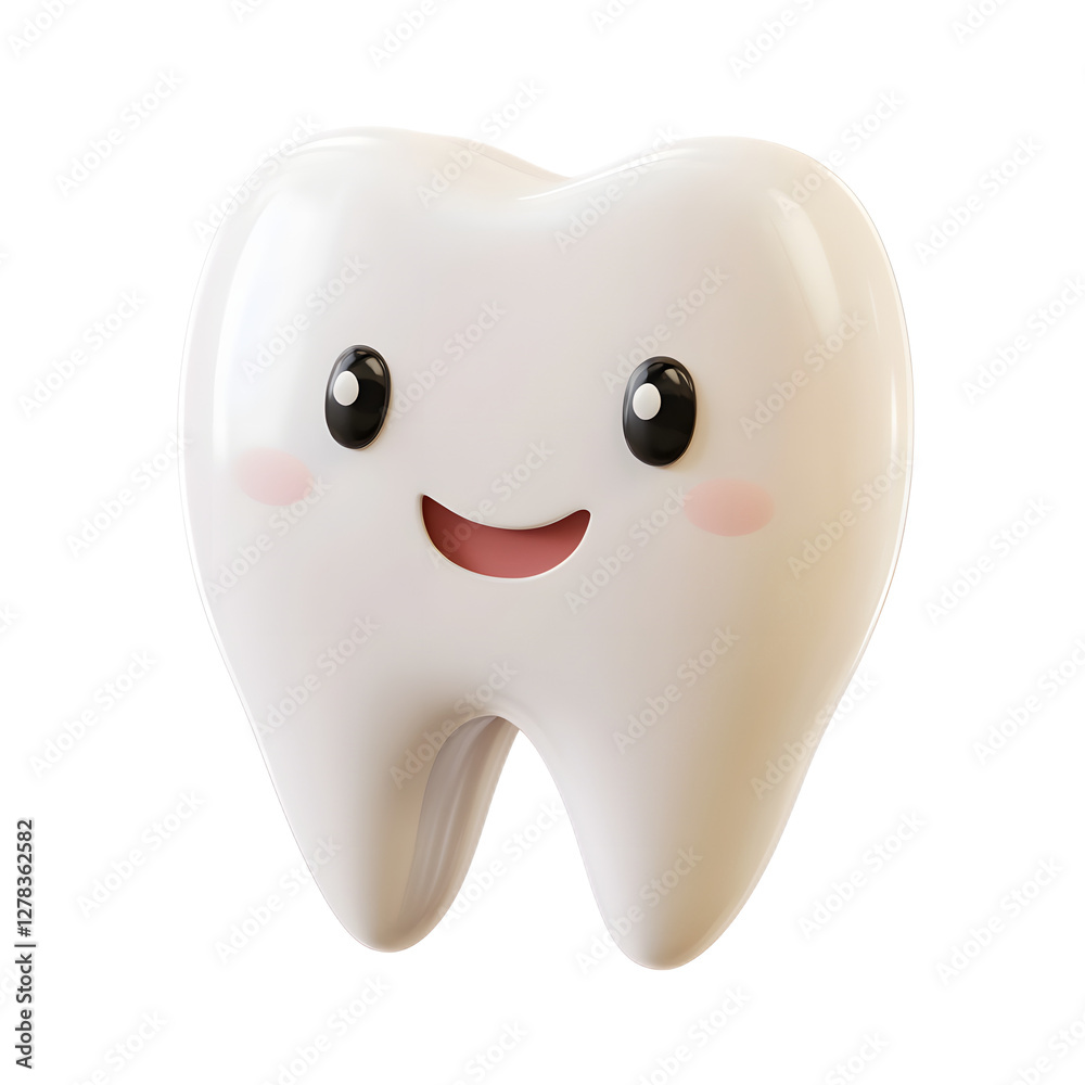 3D Render of Cute Tooth Emoji Isolated on White Background 3D Render of Cute Tooth Emoji Isolated on White Background