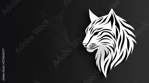 Wallpaper Mural Lynx head silhouette, black and white tribal style animal illustration, vector graphic lynx. Torontodigital.ca
