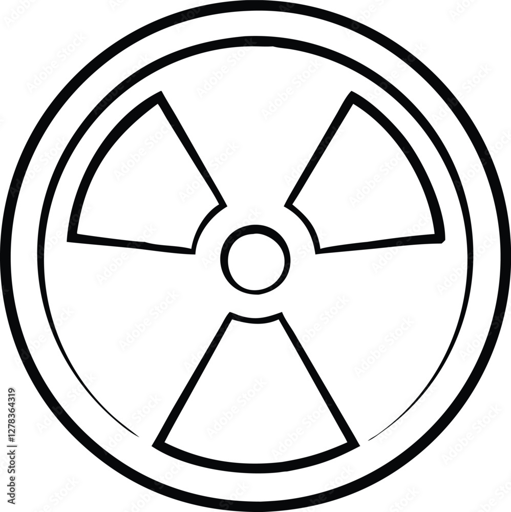 Radiation warning sign on white signifies nuclear hazard and radioactive danger Radiation warning sign on white signifies nuclear hazard and radioactive danger