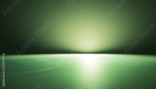 An abstract and surreal green horizon with a bright glow