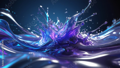 cool splattered splash liquid background, created by generative ai