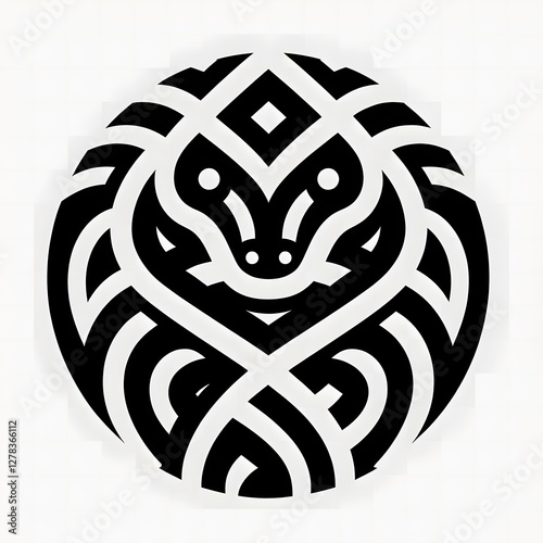 Wallpaper Mural AI Generate of Stylized Snake Skin Pattern, iconic, simple, elegant, abstract, circular shape. Intricate scales, giving it a modern, artistic, and minimalist look, ideal for logos, branding, tattoo. Torontodigital.ca