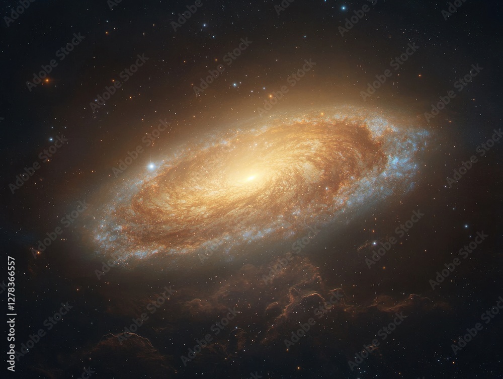 Fototapeta premium Galactic formation event outer space astronomy image cosmic environment wide angle view stellar evolution