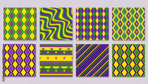 Seamless Harlequin pattern. The traditional colors of the Mardi Gras holiday.