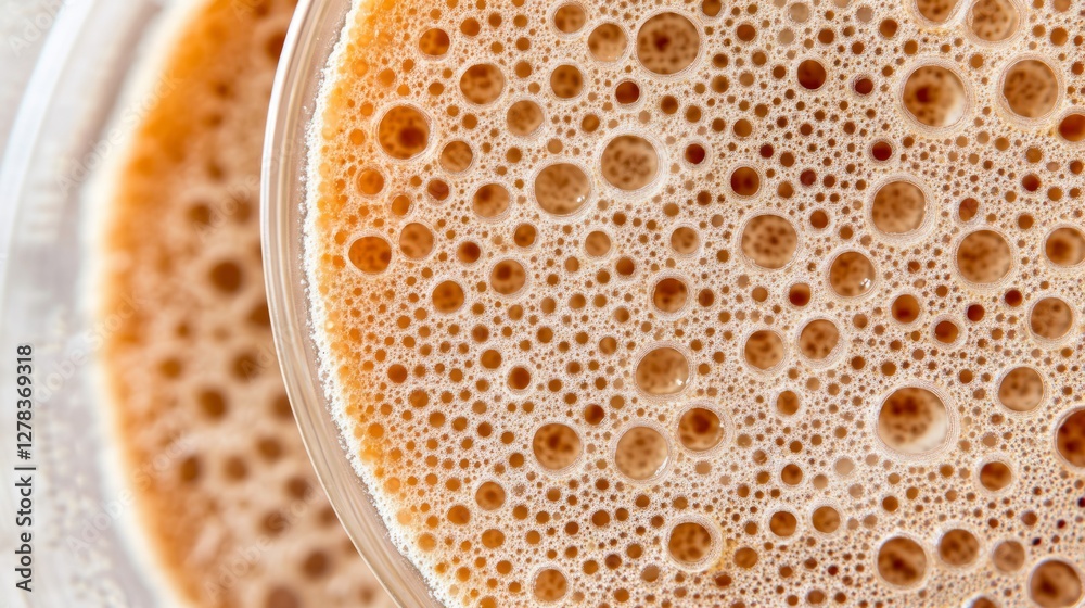 Prickly pear cream swirling in glass, revealing creamy texture and skincare benefits through close up macro perspective