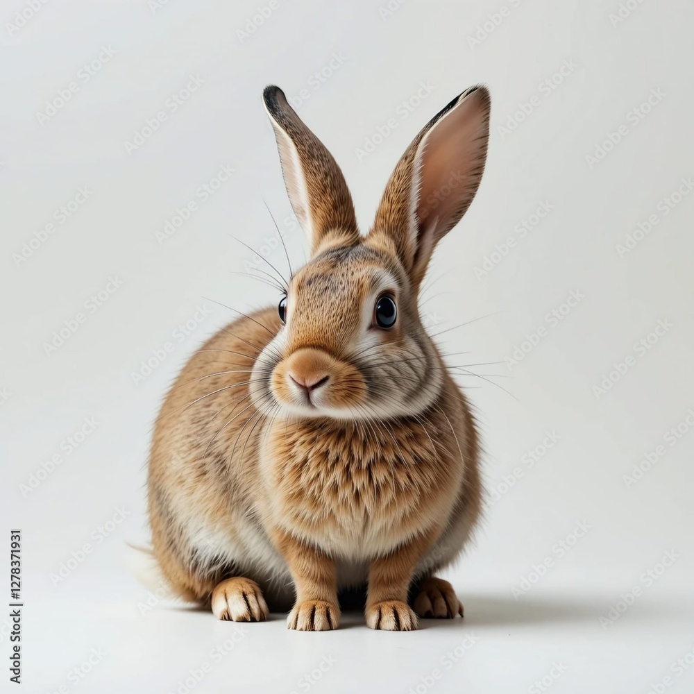 Obraz premium white rabbit on a grey background