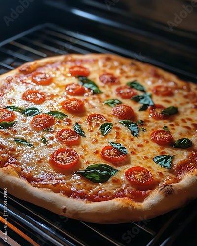 Pizza Baking in Oven photo